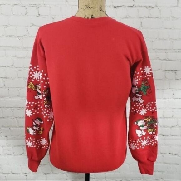 Vintage 80s 90s Kawaii Red Cute Teddy Bear Ugly Christmas Sweatshirt - Picture 7 of 10